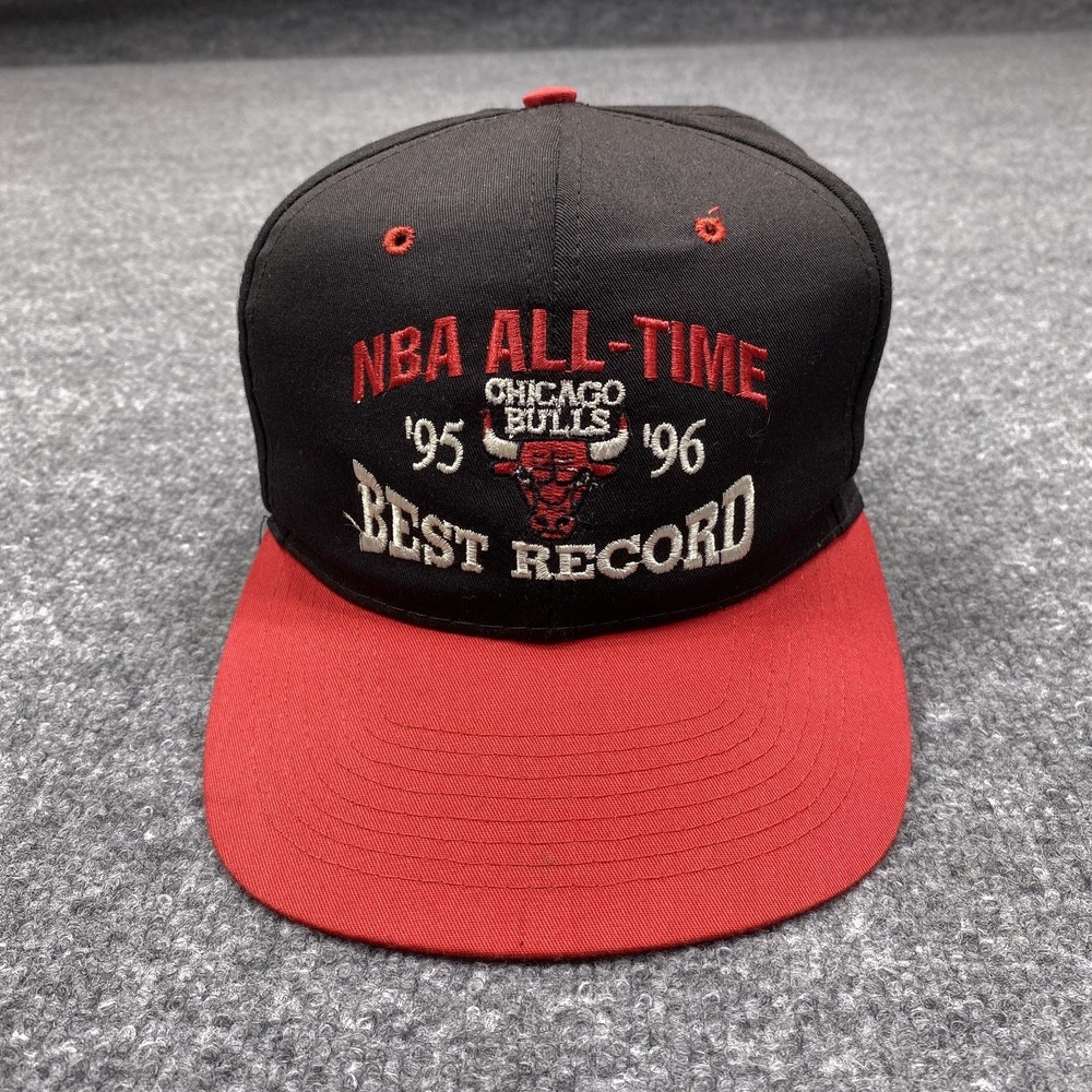 Vintage Chicago Bulls Hat Cap Snap Back Men One Size Black NBA Basketball NISSIN